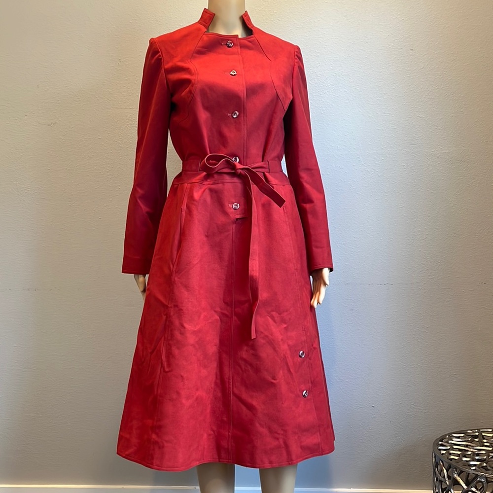 Vintage suede leather look trench coat dress